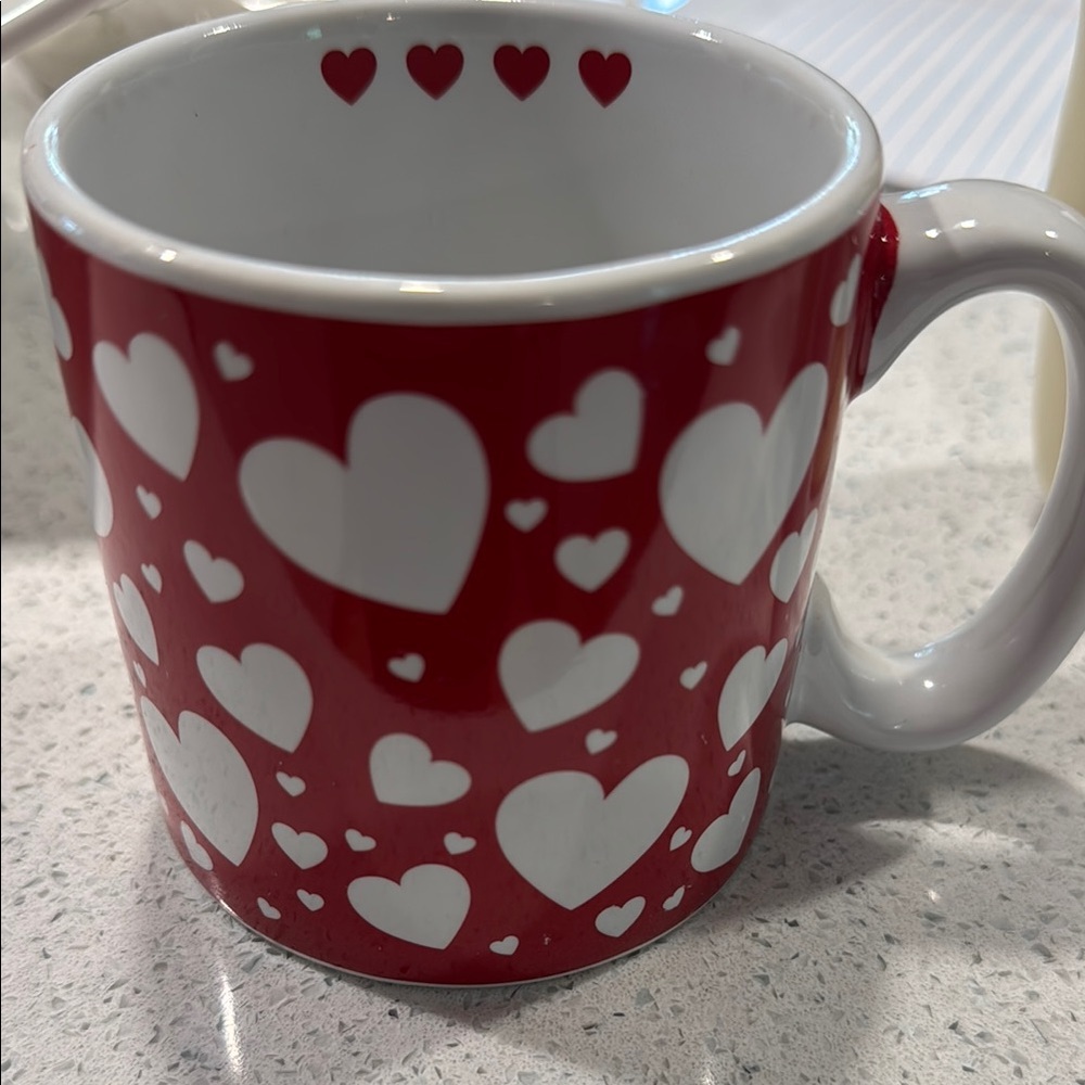 Red and White Heart Mug for Dining